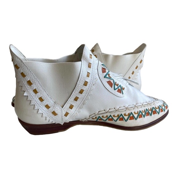 Vintage L J Simone Comanche White Ankle Boot Leather Southwest Size 8.5B - Picture 11 of 11